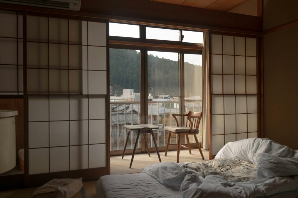 Japanese-style guest room with traditional design elements
