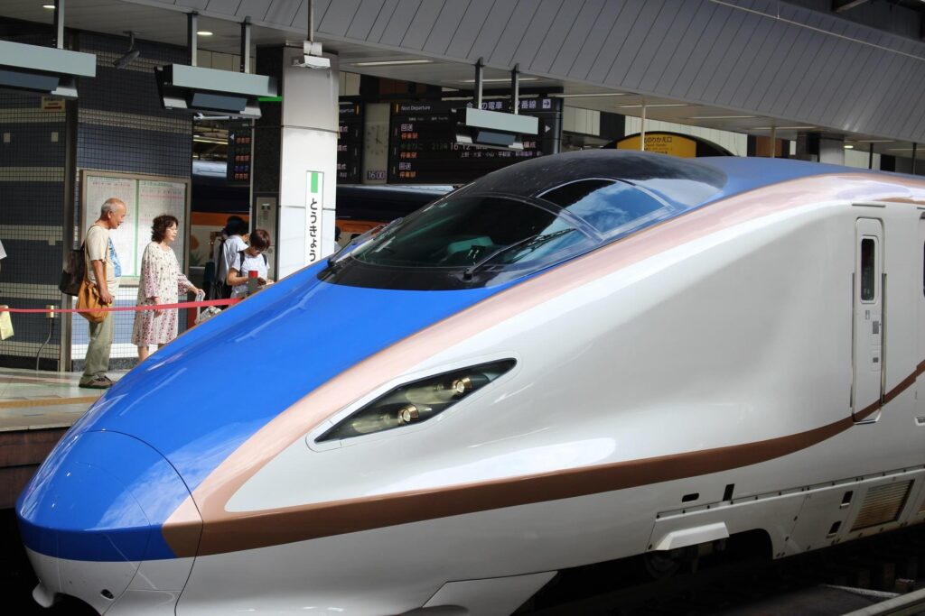 Hokuriku Shinkansen train for travel from Tokyo to Kanazawa