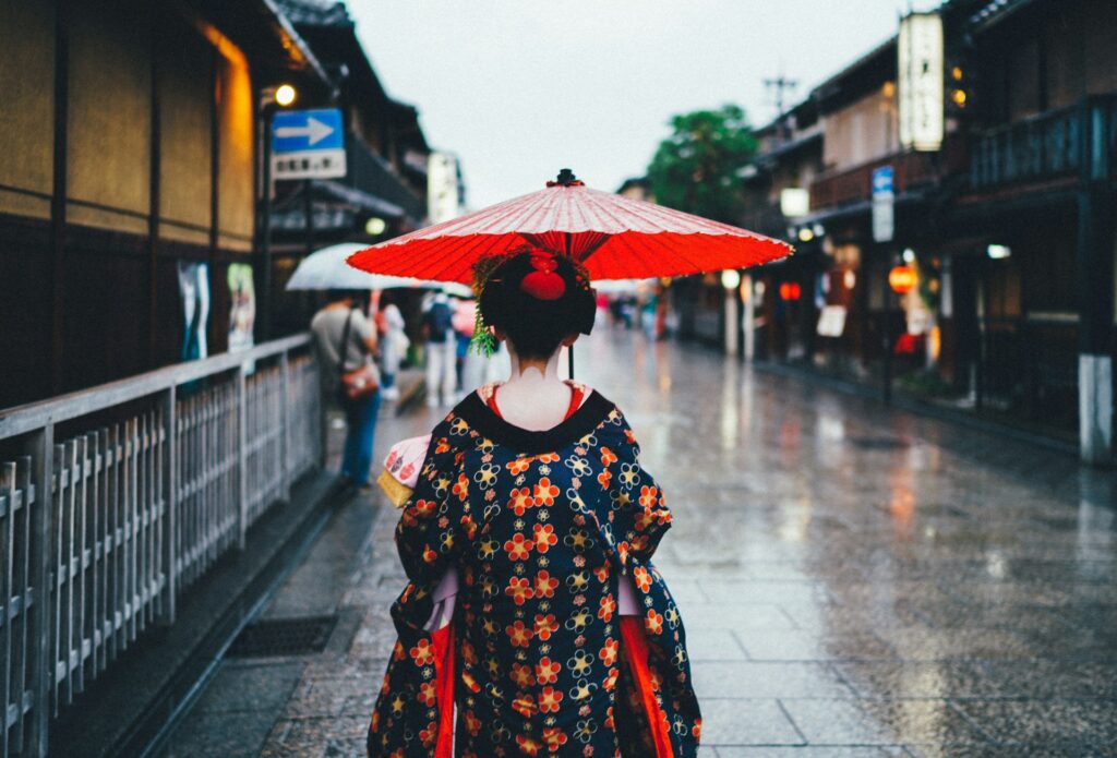 Traditional wooden buildings in Kanazawa's historic geisha district