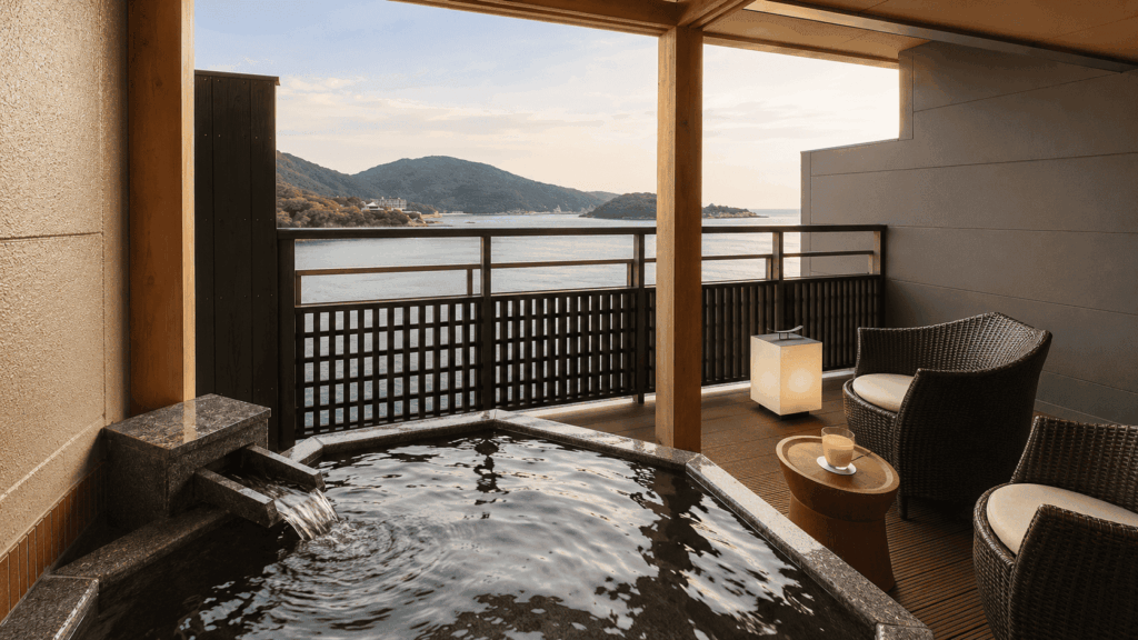 Sea-facing private open-air bath at Migiwatei Ochi Kochi