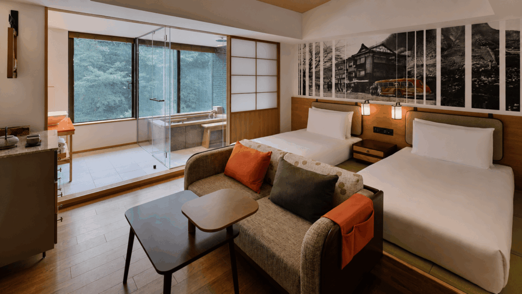 Riverside private open-air bath at Hotel Indigo Hakone Gora
