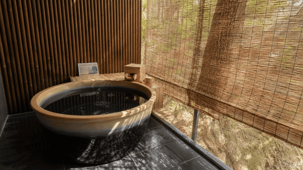 Private natural hot-spring bath at LiVEMAX Resort Aki Miyahama Onsen
