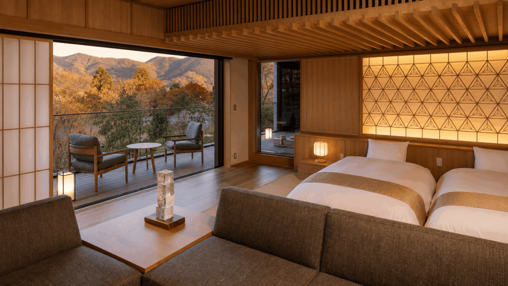 Art-inspired guest room at Hoshino Resorts KAI Sengokuhara