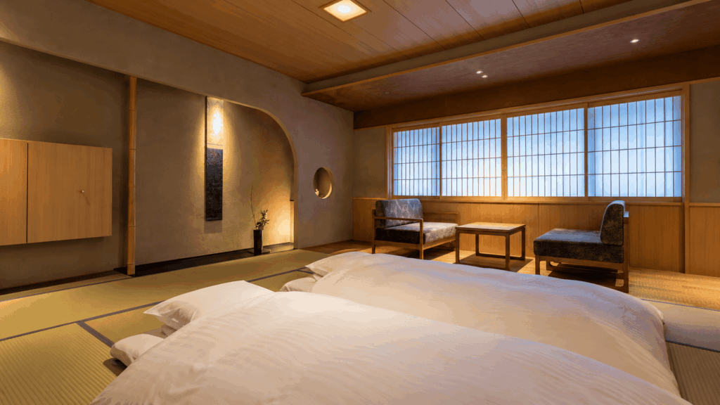 Japanese-style guest room at Nishimuraya Hotel Shogetsutei in Kinosaki Onsen