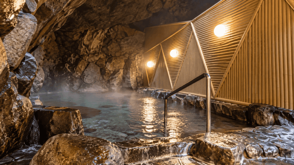 Cave-style rock bath inside Ichino-yu public hot spring in Kinosaki Onsen