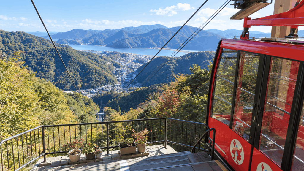Kinosaki Onsen Ropeway gondola overlooking the town and surrounding mountains